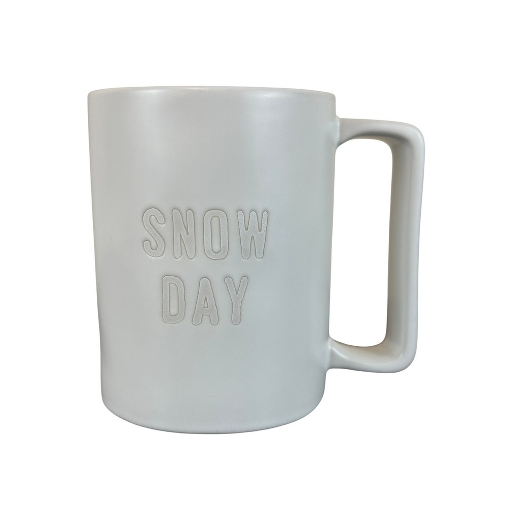 Santa Barbara Design Studio White "SNOW DAY" Engraved Stoneware Mug‎ 4.5" Tall